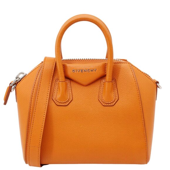 Givenchy  Antigona Mini Sugar Goatskin Leather Crossbody Bag Orange - Picture 1 of 15